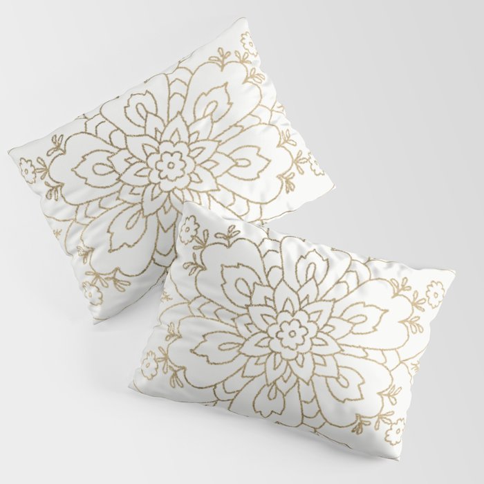 Chic elegant white faux gold spiritual floral mandala Pillow Sham