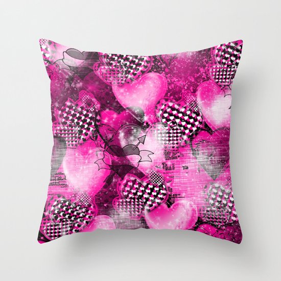 Light Bulb Hearts Series (pink) Throw Pillow