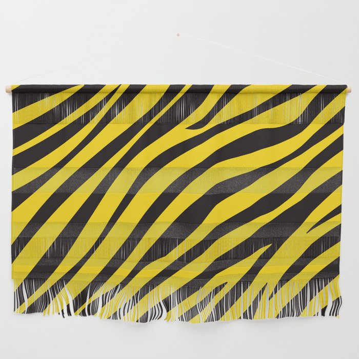 Yellow and Black Abstraction Lines Wall Hanging