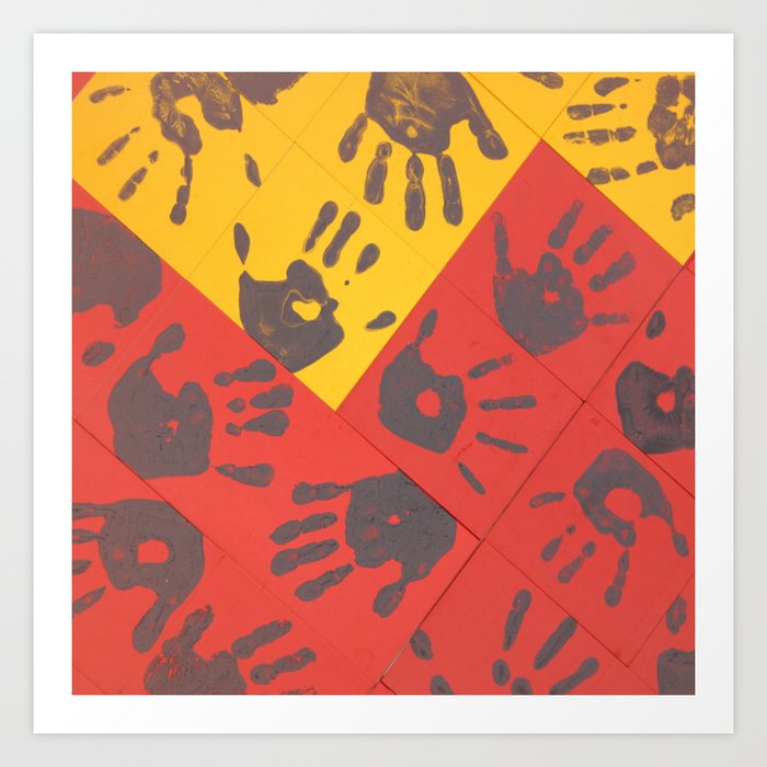 Red and Yellow Hands Art Print