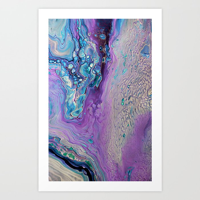 Purple Fluid Acrylic Abstract Painting Slow Down Iii Art Print