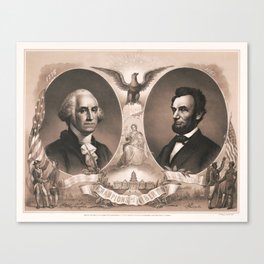 George Washington and Abraham Lincoln - The Champions Of Liberty - 1865 Canvas Print