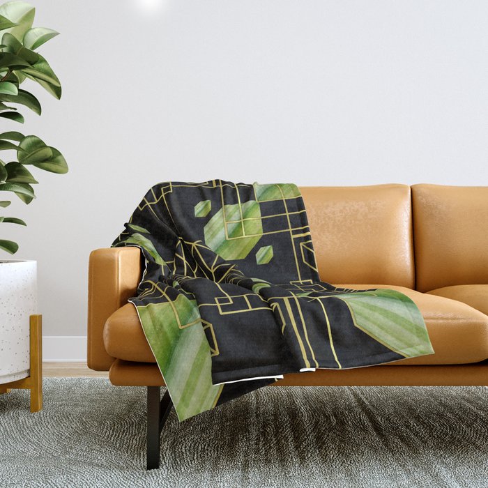 Flora and Fauna in Gold - Pattern Throw Blanket