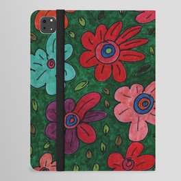 Abstract Multi-coloured Flowers Floating in Green  iPad Folio Case