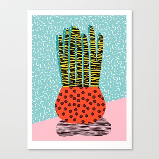 Amped - throwback vintage retro art print memphis style period hipster colorful bright pop art funny Canvas Print