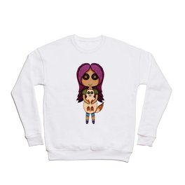 A doll and her cat Crewneck Sweatshirt