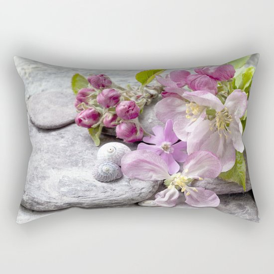 Appleblossom and shell still life Rectangular Pillow
