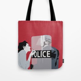 Red woman n3 Tote Bag | Demonstration, Women, Womanpower, Girlpower, Revolution, Police, Graphicdesign, Female, Womenrights, Protest 