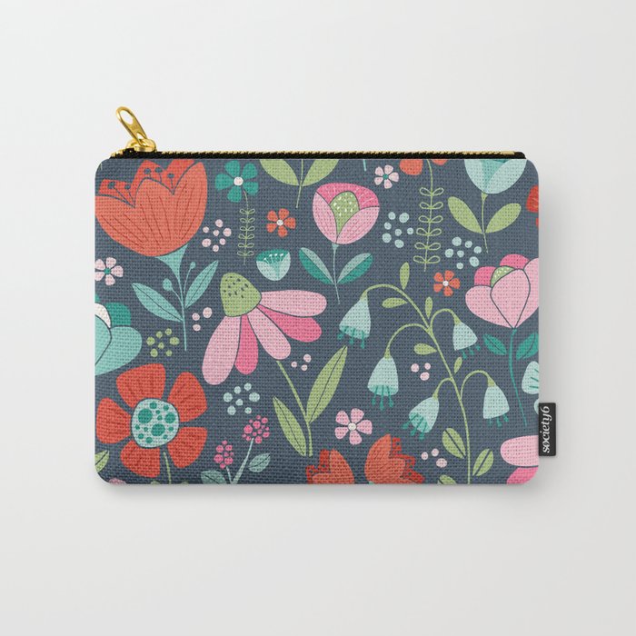 Wildflower Meadow on Gray Carry-All Pouch
