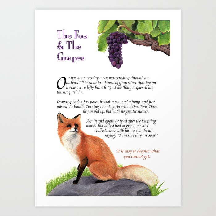 The Fox And The Grapes Art Print By Rachel S Pet Portraits Society6