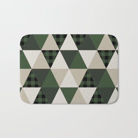 Hunter Green camping cabin glamping cheater quilt baby nursery gender neutral Bath Mat