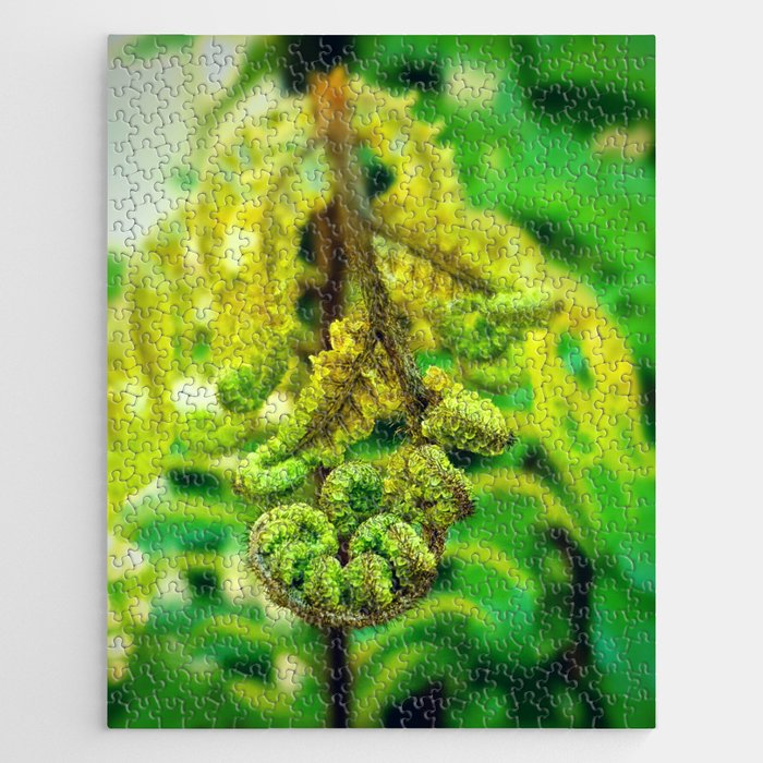 Beautiful New Green Koru Fern Frond Unfurling Jigsaw Puzzle