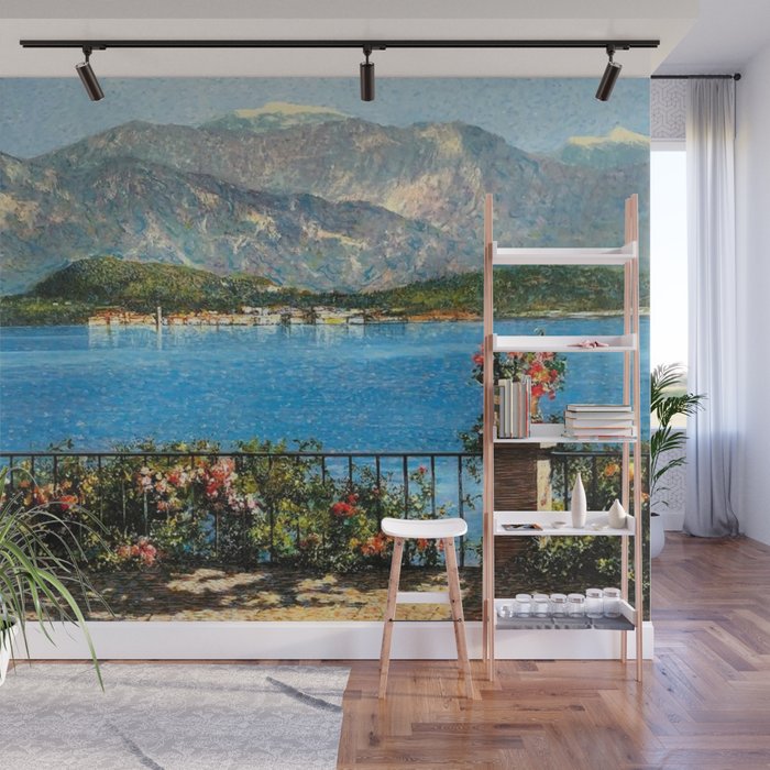 Lake Maggiore, View of Isola Bella Borromean Island landscape painting by Angelo Morbelli Wall Mural