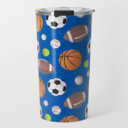 Sports Balls Pattern - Blue  Travel Mug