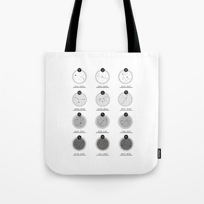 Zodiac Chart | Ombre Grey Tote Bag