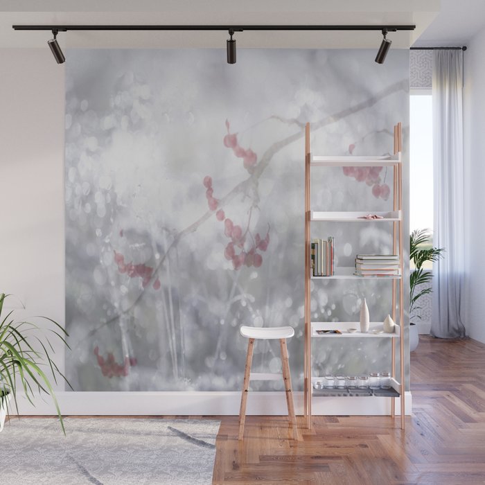 Winter Scene Rowan Berries With Snow And Bokeh Decor Buyart Society6 Wall Mural