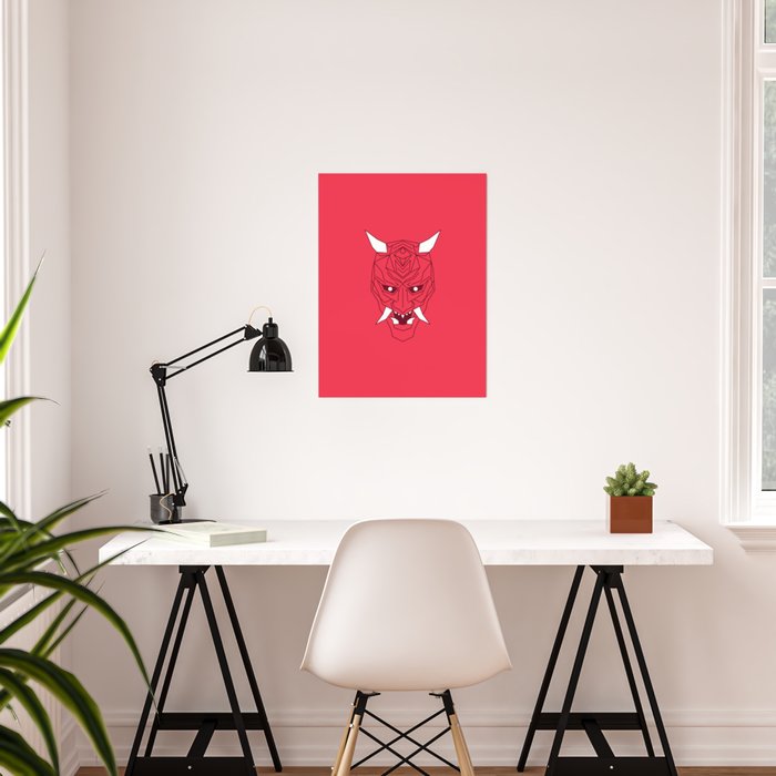 Geometric Demons Oni 鬼 Demon Of Deception Poster By