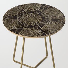 Spiritual geometric black gold floral mandala Side Table