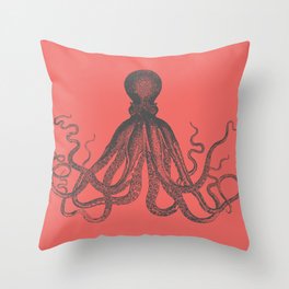 Octopus in Coral  Throw Pillow