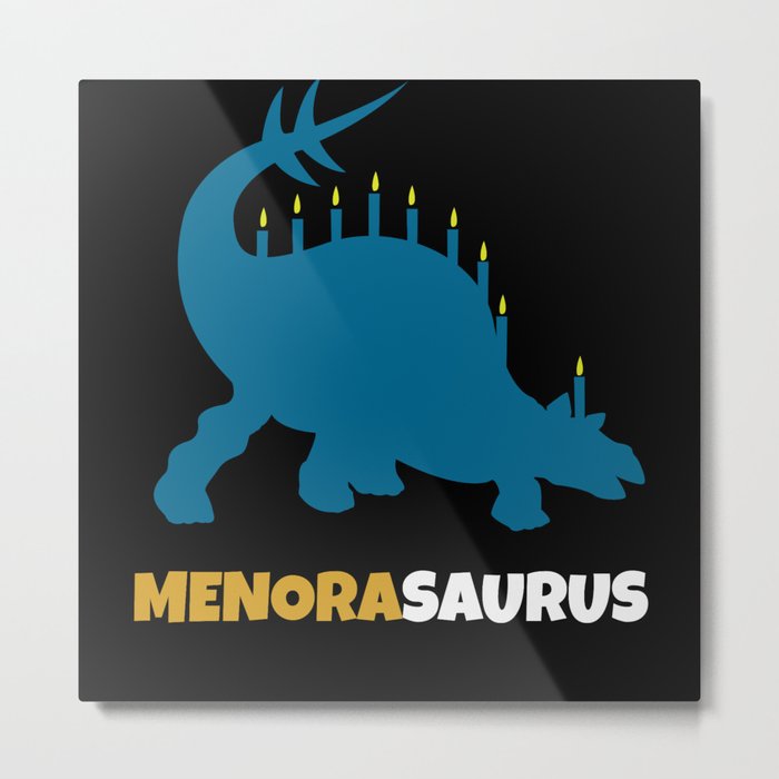 Funny Menosaurus Dinosaur Menorah 2021 Hanukkah Metal Print