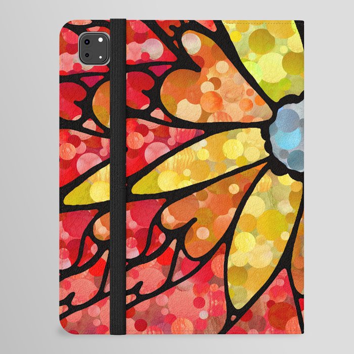 Love In Bloom - Bright Colorful Red And Yellow Flower Hearts iPad Folio Case