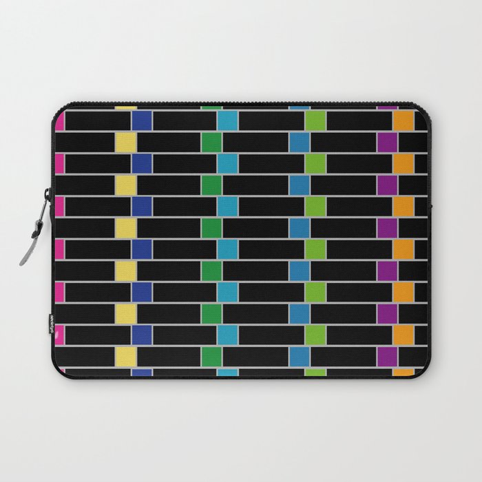 Colorful squares composition on black- multicolor gifts Laptop Sleeve