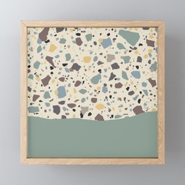 Retro Terrazzo Marble Dipped in Teal Framed Mini Art Print