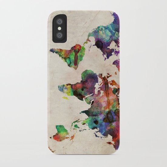 World Map Urban Watercolor iPhone Case