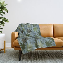 cannabis weed marihuana leaves botanical plants mint Throw Blanket