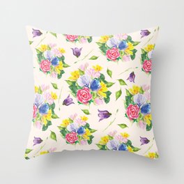 Romantic Vintage Florals Throw Pillow