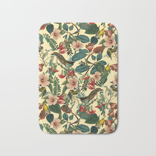 FLORAL AND BIRDS VII Bath Mat