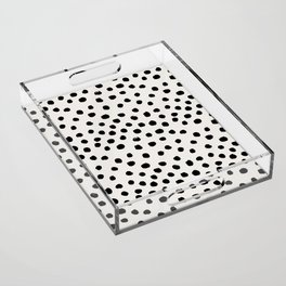 Preppy brushstroke free polka dots black and white spots dots dalmation animal spots design minimal Acrylic Tray
