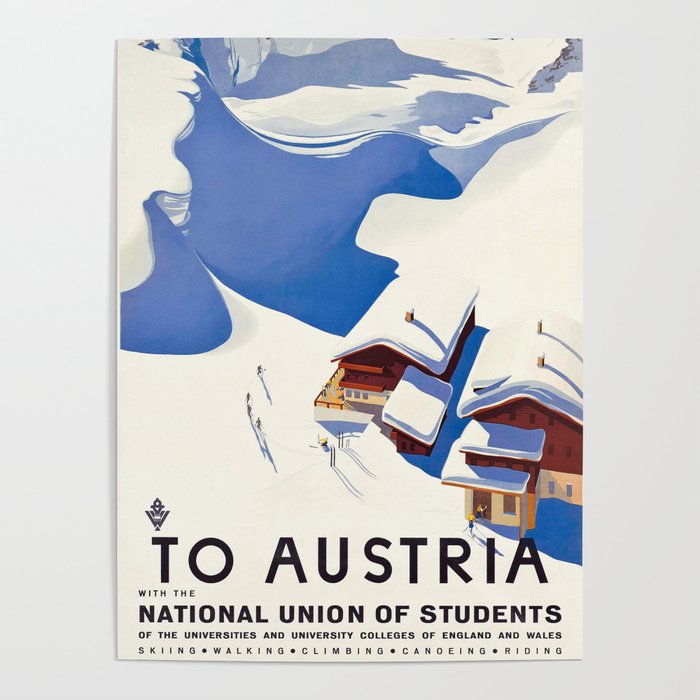 To Austria - Vintage Ski Poster Poster