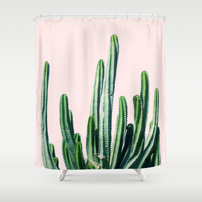 Cactus V6 | Pastel Botanical Exotic Plants | Minimal Scandinavian Nordic Nature Shower Curtain