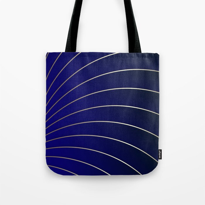 Golden Lines on Blue Gradient Background, Elegant Design Tote Bag