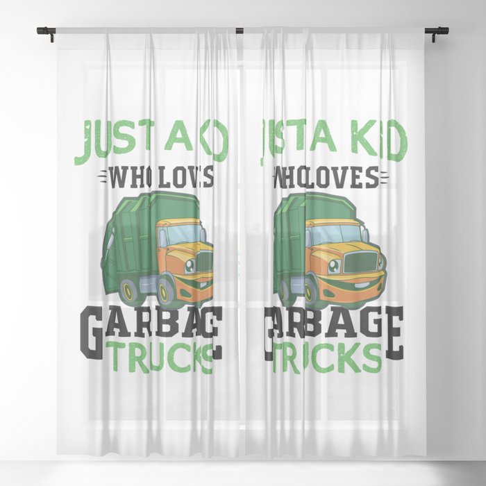 Just a Kid Who Loves Garbage Trucks  Sheer Curtain