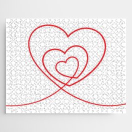 Valentine Red Heart Line Art Jigsaw Puzzle
