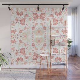peach and rose pink bold paisley flower bohemian Wall Mural