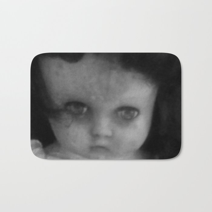 Creepy Doll Face Bath Mat By Symphonia Society6