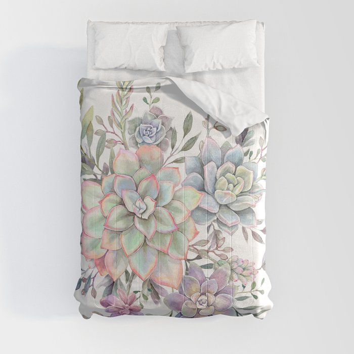 succulent watercolor 8 Comforter