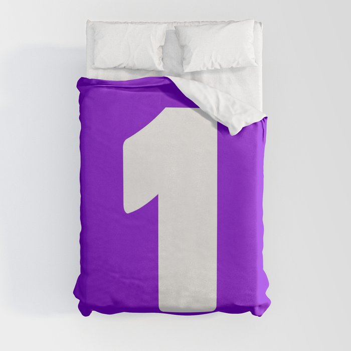 1 (White & Violet Number) Duvet Cover