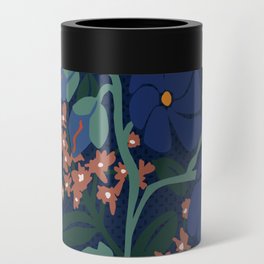 Klimt flower dark blue Can Cooler