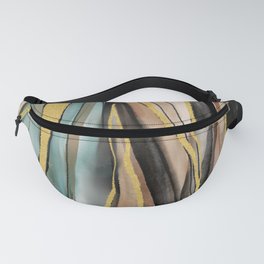 Changing Seasons Fanny Pack | Lineart, Paintingdesign, Lines, Gold, Pink, Watercolor, Art, Abstract, Blue, Turquoise 