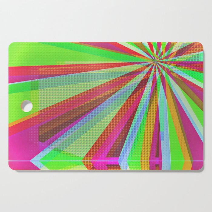 Green pink pop art rays Cutting Board