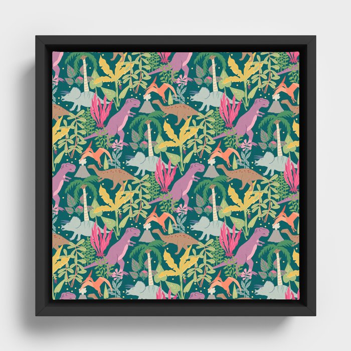 Dinosaur World Framed Canvas