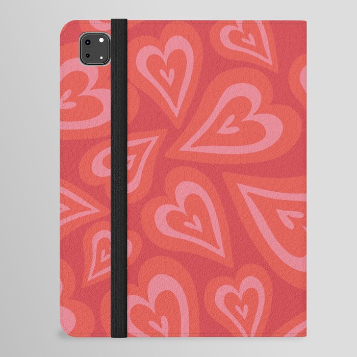 Retro Swirl Love - Red iPad Folio Case