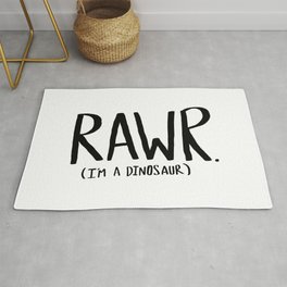 Rawr. I'm a Dinosaur Rug | Kids, Rawr, Kid, Child, Prehistoric, Lettering, Minimalistic, Roar, Black, Playful 