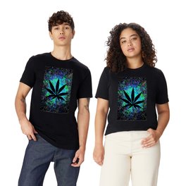 Galaxy Weed Leaf - Aqua T Shirt