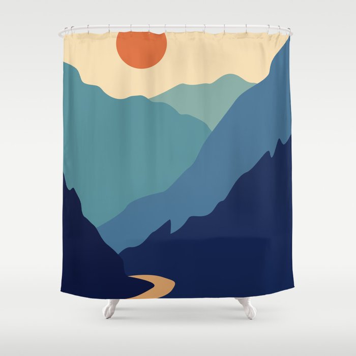 Mountains & River II Shower Curtain
