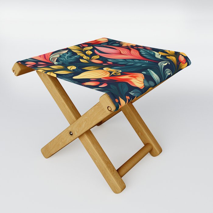 Exquisite Floral Interior Design - Embrace Nature's Beauty in Your Space Folding Stool